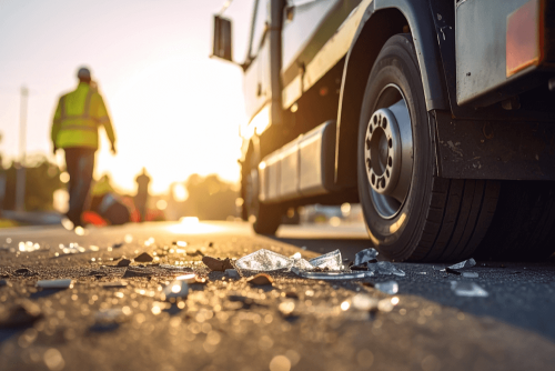 waste management worker and truck